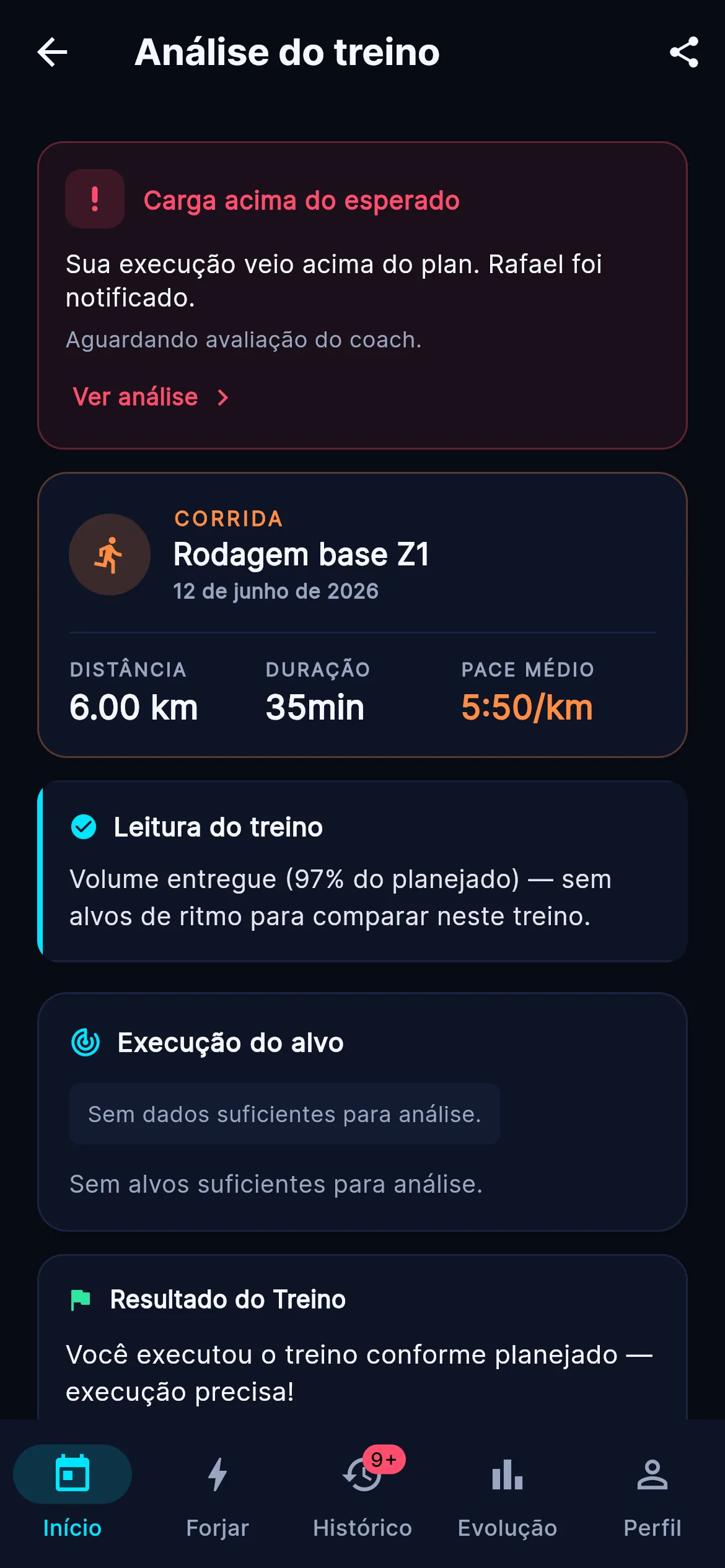 Análise de um treino executado no Z3